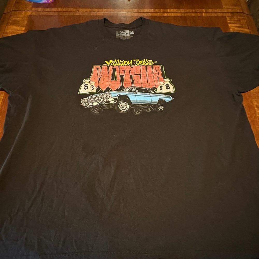 Million Dollar Motive Lowrider Graphic Tee Black Streetwear Car Culture 5K - Picture 2 of 5